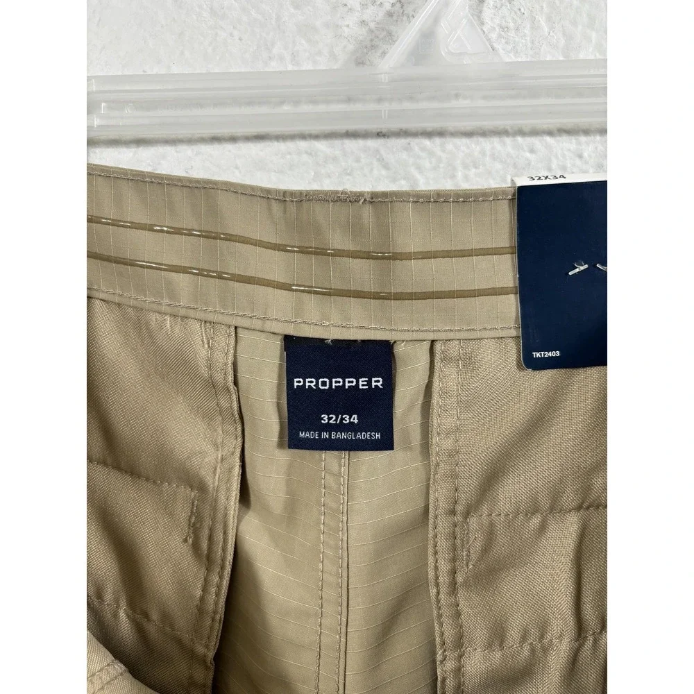 Propper Pants Mens 32x34 Khaki EdgeTec Ripstop‎ Tactical Work Slider Waist F5906